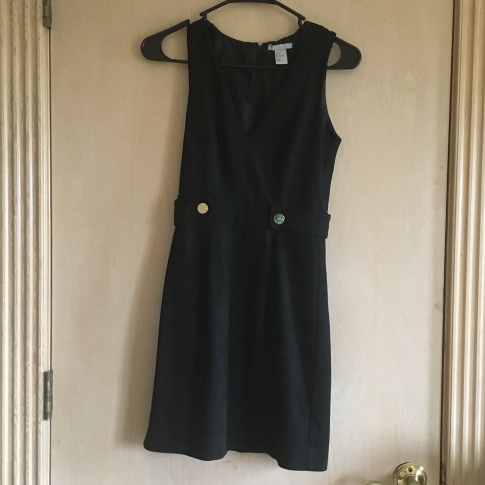 H & M faux suede little black mini dress XS US 2